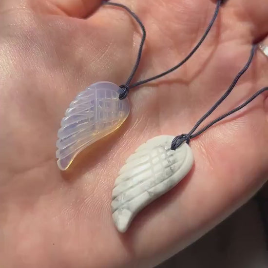 ANGEL Semi-precious Stone Wing Pendant necklace