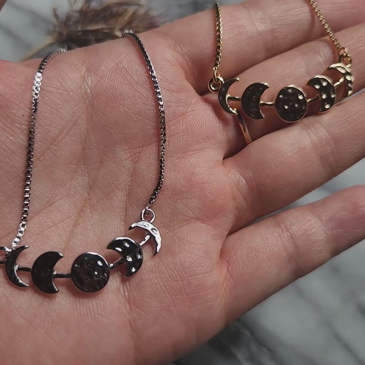 Hammered Moon Phase bracelet in Gold / Silver / Adjustable Bracelet