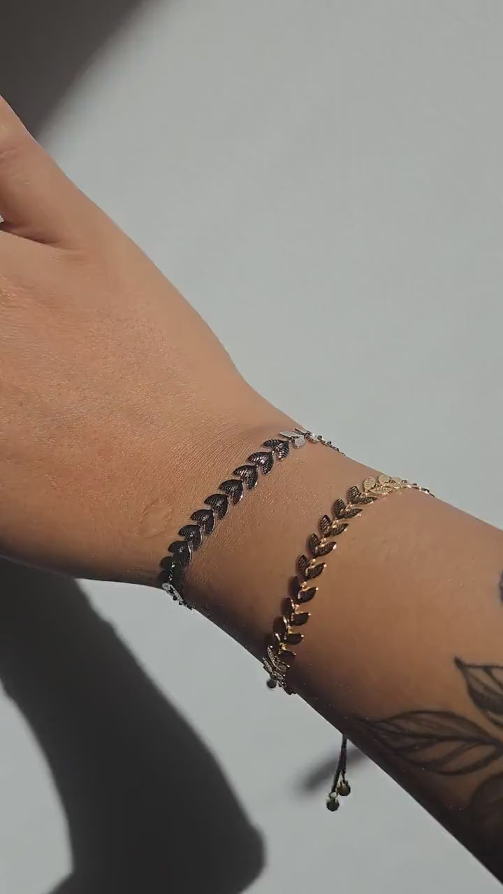 Gold/Silver Leaf Chain Adjustable Bracelet