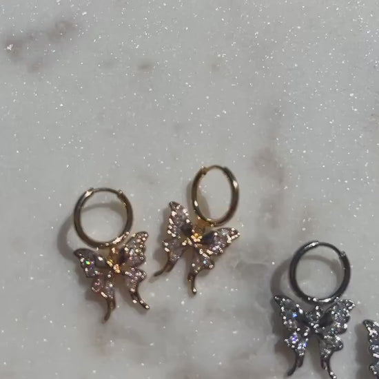 NABI Gold/Silver Butterfly Huggie Earrings