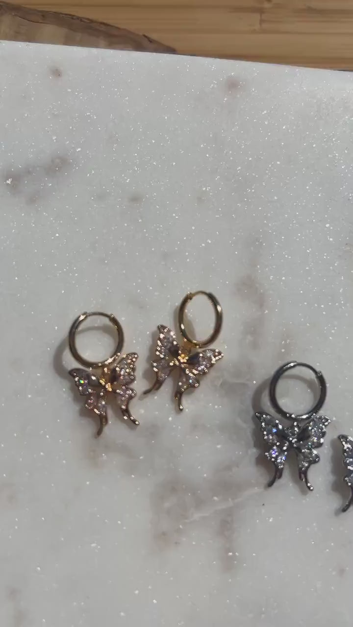 NABI Gold/Silver Butterfly Huggie Earrings