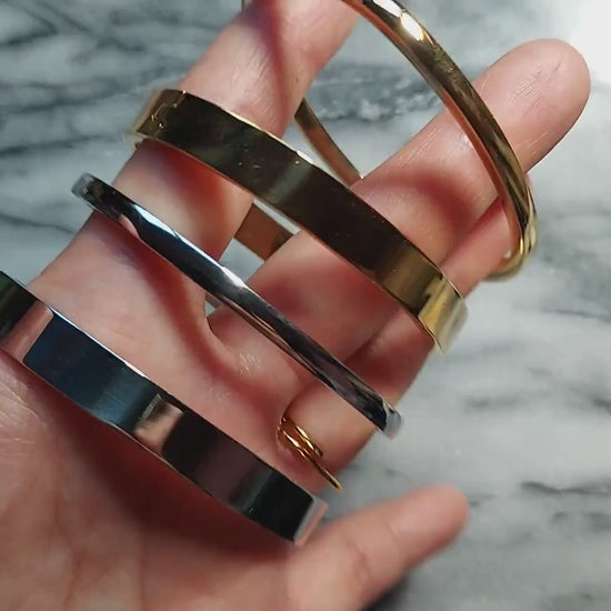 Minimal Silver / Gold Hinge Close Bangle / Bracelet
