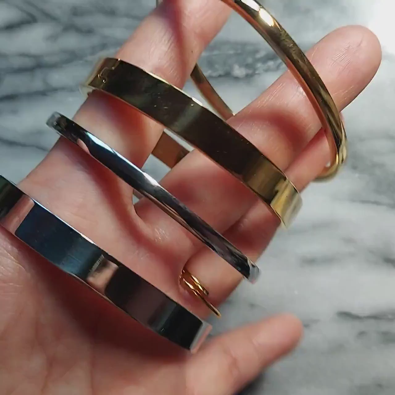 Minimal Silver / Gold Hinge Close Bangle / Bracelet