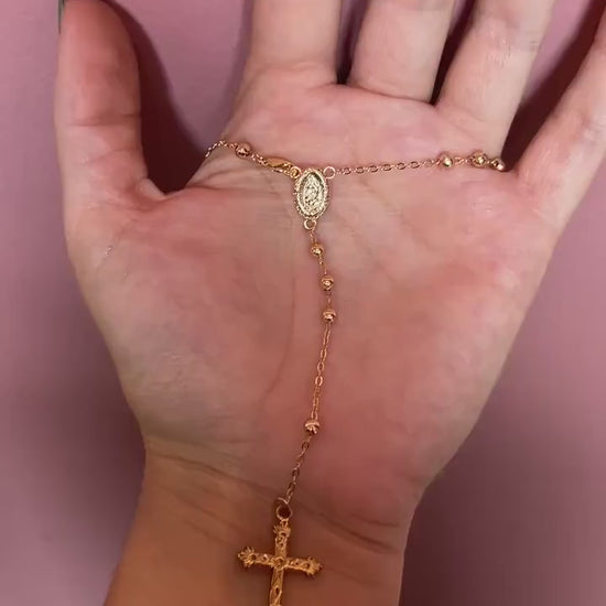 Gold Plated Rosary Style Necklace