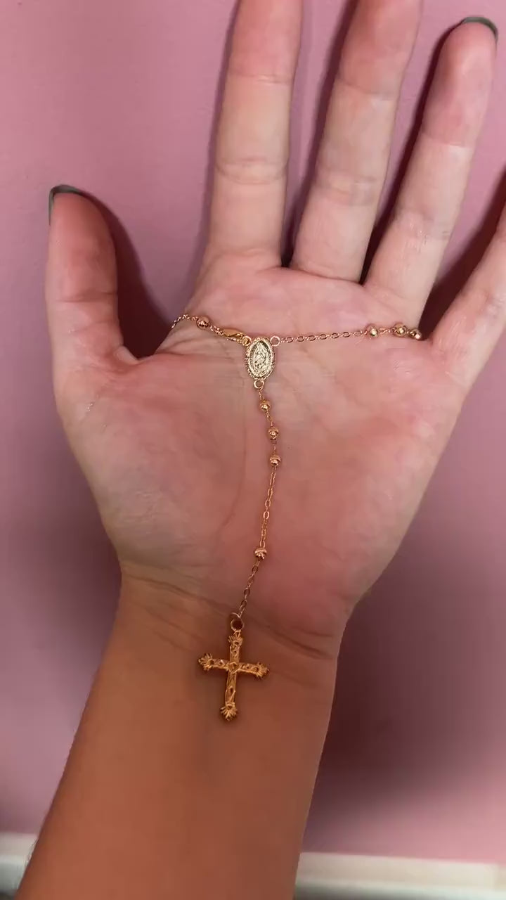 Gold Plated Rosary Style Necklace