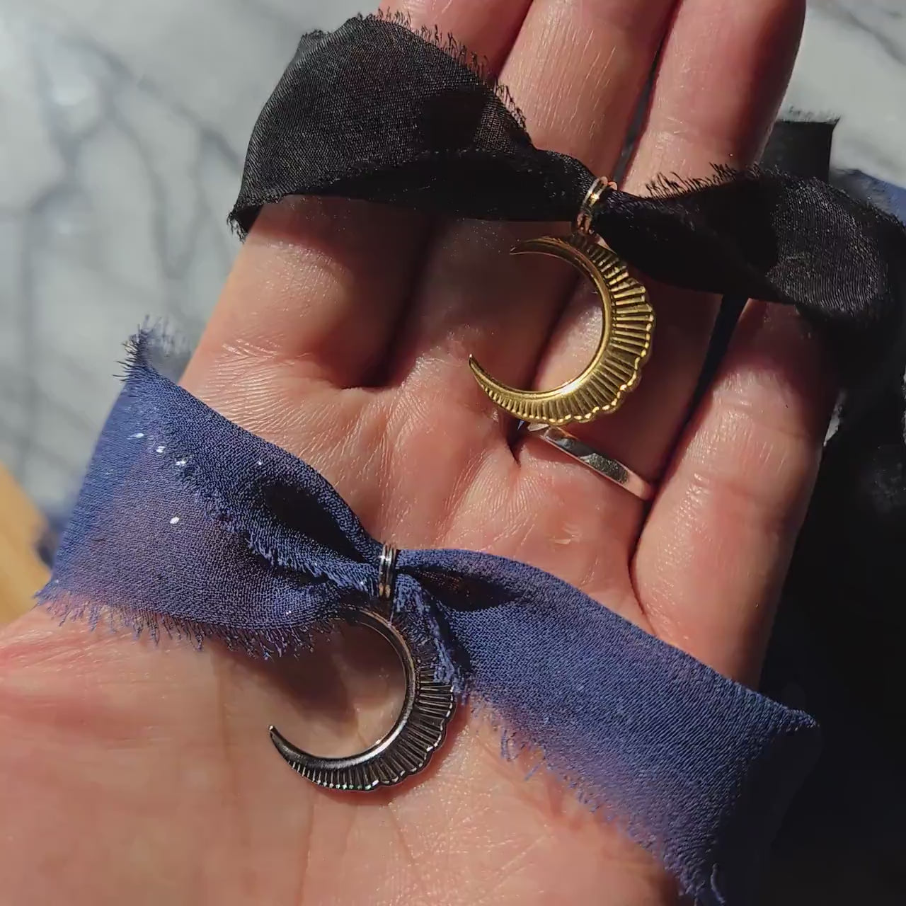 LUNA Moon 100% Silk Ribbon Choker