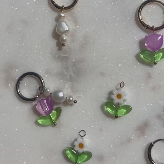 Three hoops interchangerable flower/pearl