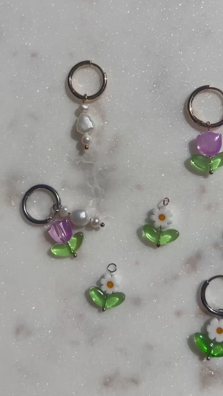 Three hoops interchangerable flower/pearl