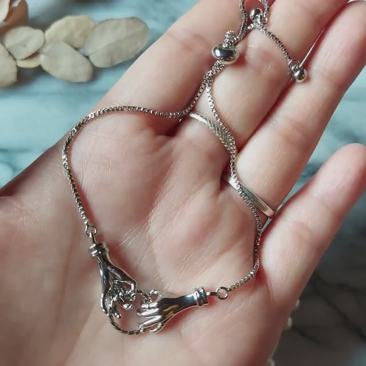 Silver Tarot Hands Adjustable Bracelet