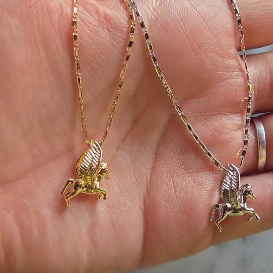 PEGASUS Gold/ Silver Flying Horse Necklace