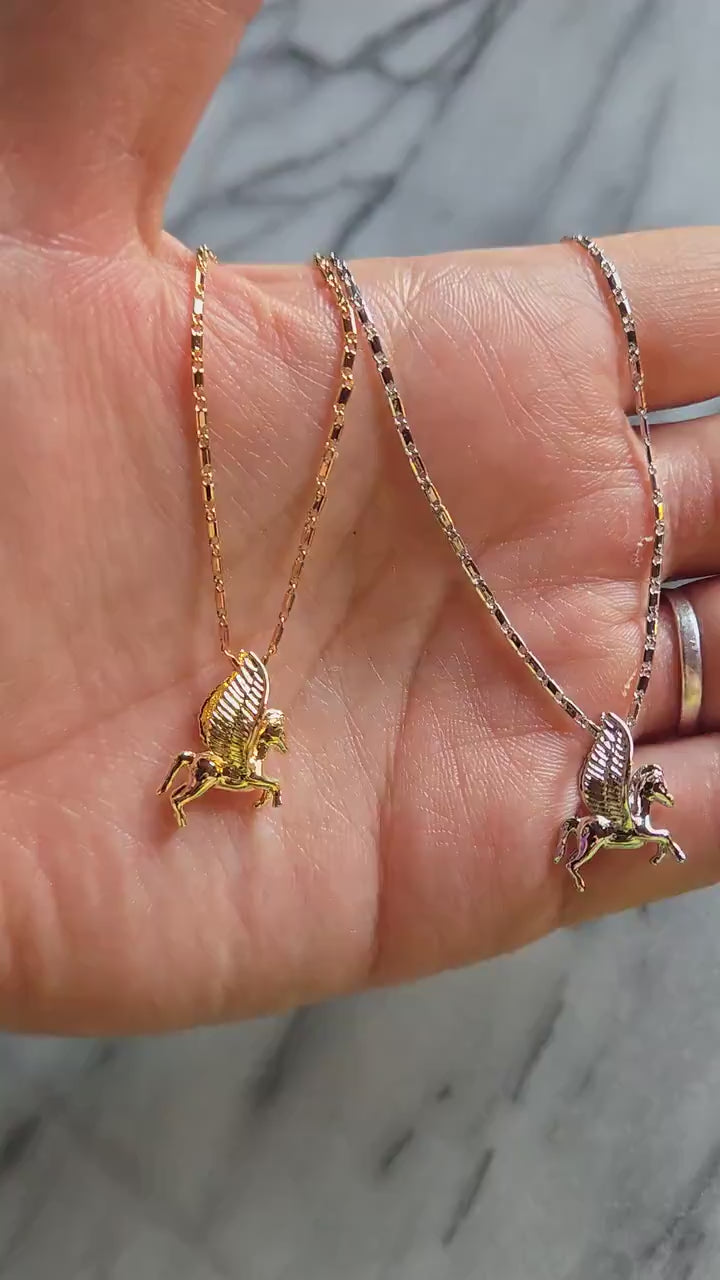 PEGASUS Gold/ Silver Flying Horse Necklace