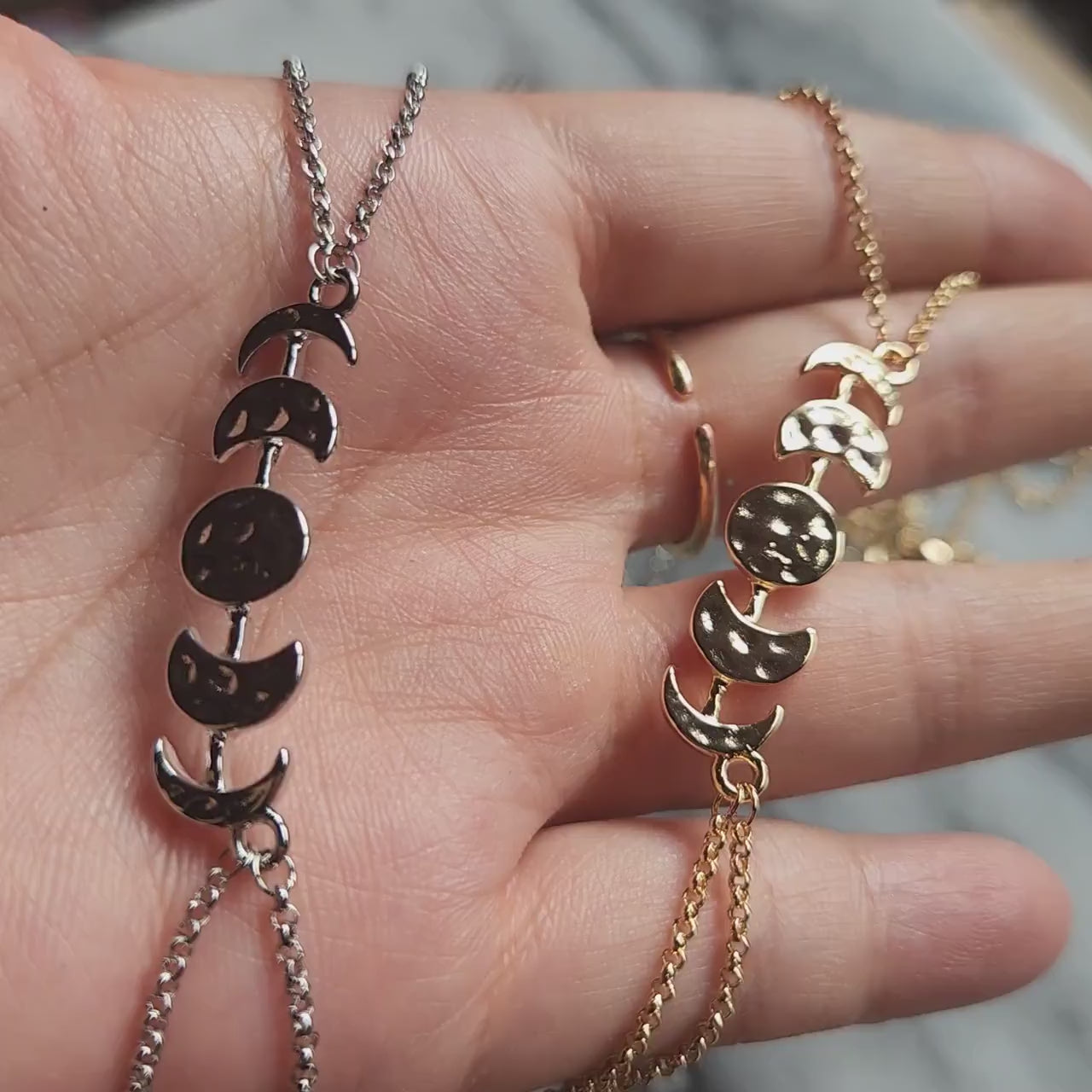Hammered Moon Phase Gold Body Chain