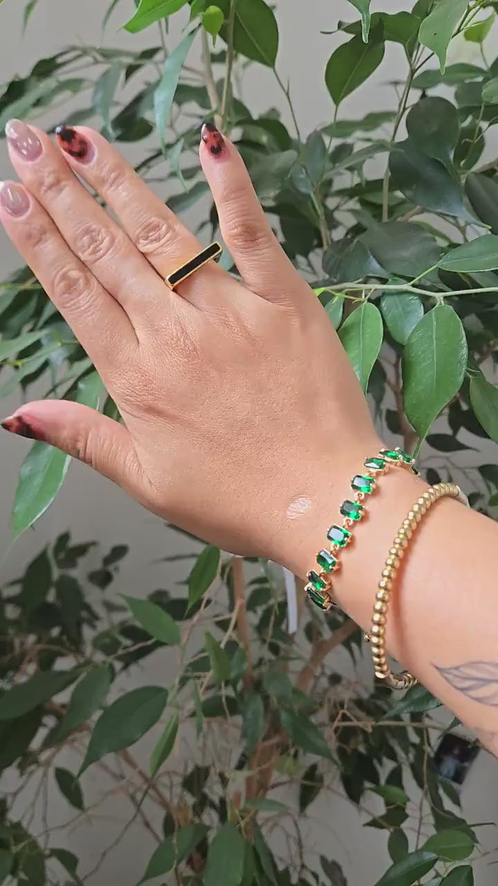 EVA Green and Gold Gem Chain Adjustable Bracelet