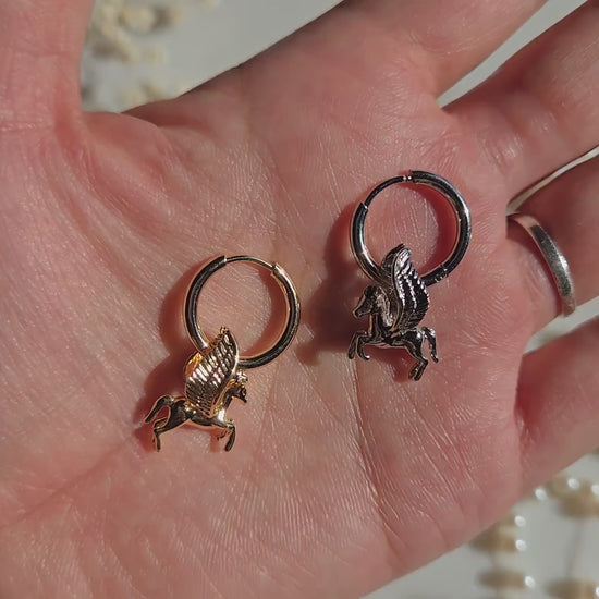 Pegasus Gold/Silver Hoop Earrings / Huggies