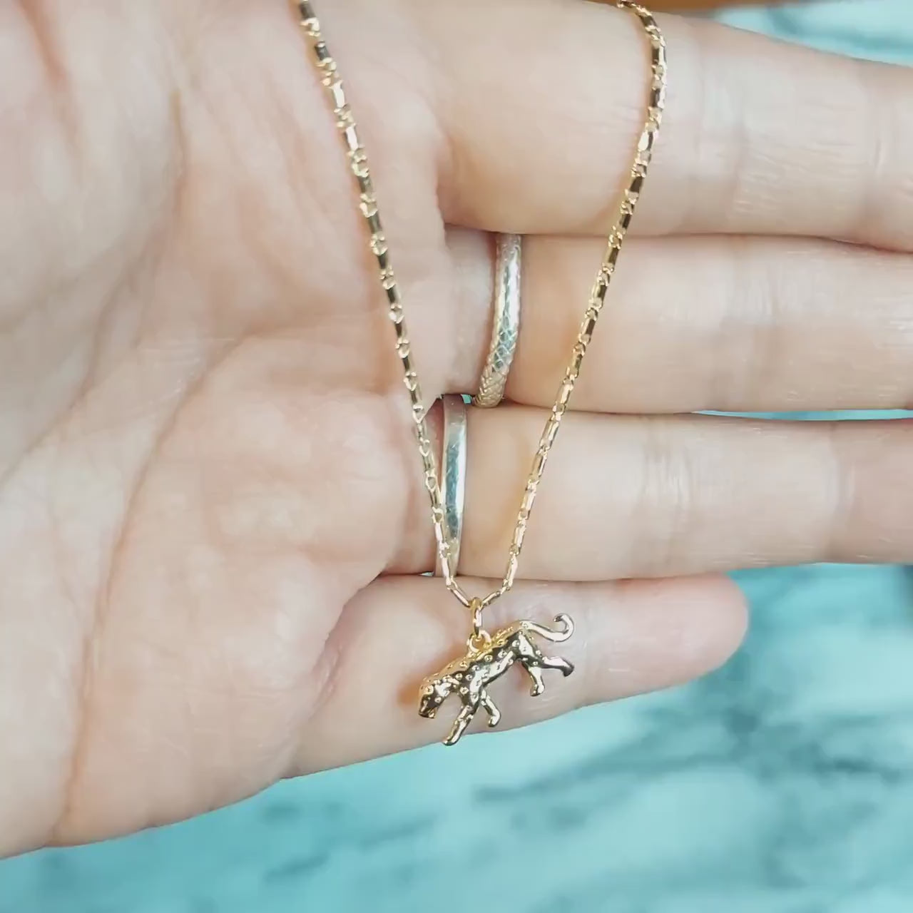 CHEETAH Dainty Gold Necklace with Cheetah / Leopard Charm