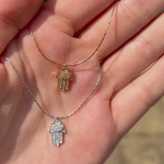 HAMSA Hand pendant Dainty necklace Gold/Silver