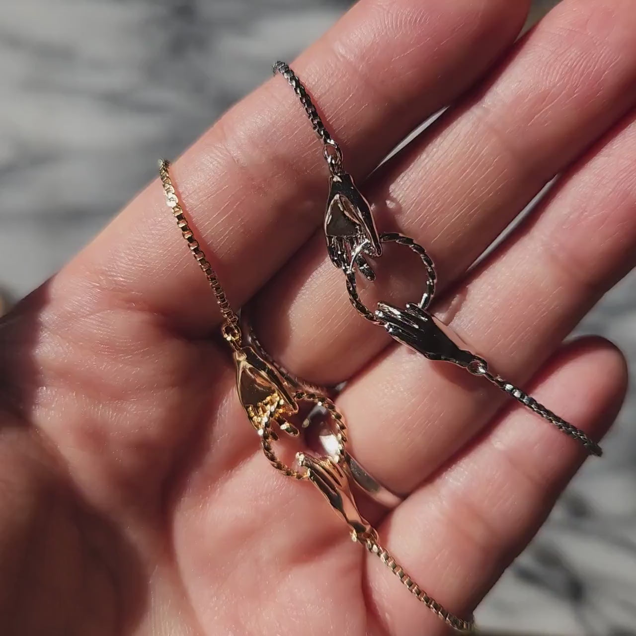 dainty TAROT hand Adjustable BRACELET / gold and silver bracelet
