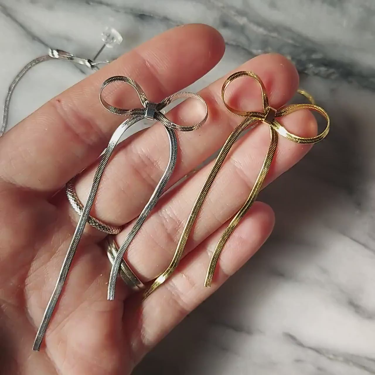 BOW - Gold / Silver Bow Stud Earrings