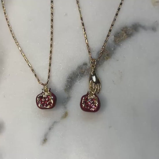 Persephone Crimson Pomegranate 18k Gold Plated Necklace