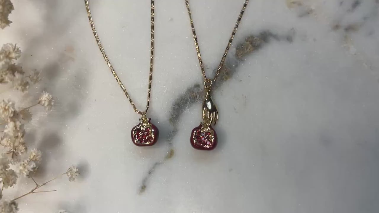 Persephone Crimson Pomegranate 18k Gold Plated Necklace