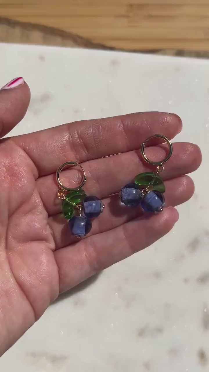 Blueberry Huggie Earrings