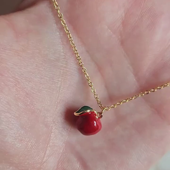 Mela Gold Plated Apple Pendant Necklace / Dainty Apple Necklace