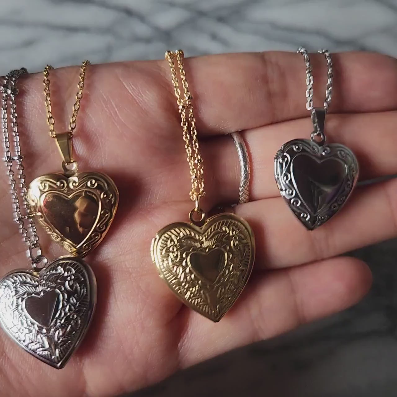Antique Gold / Silver Heart Locket Necklace