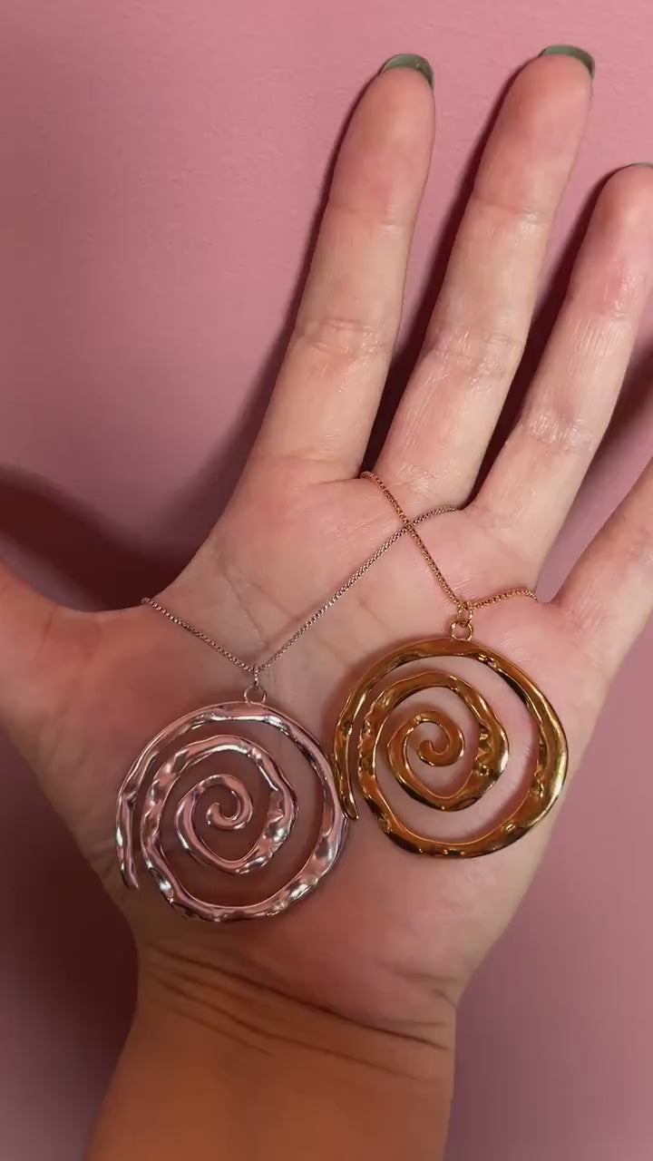 Swirl Pendant Gold/Silver Chain Necklace
