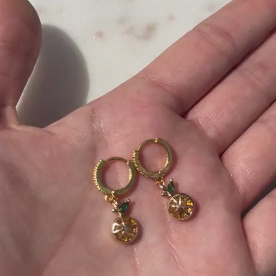 Dainty Orange Fruit Huggie Hoop Earrings