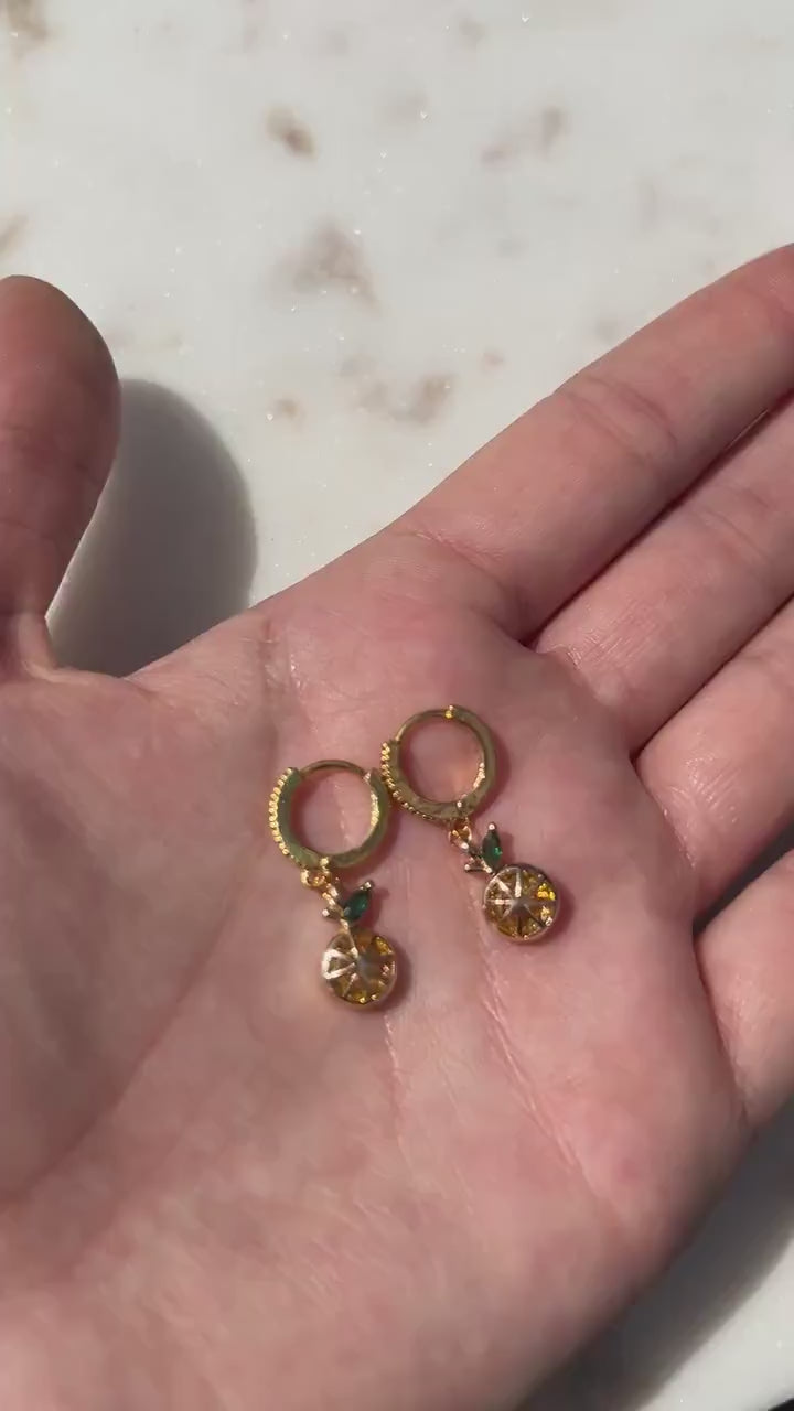 Dainty Orange Fruit Huggie Hoop Earrings