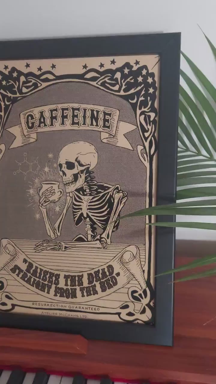 Caffeine Poster / Skeleton Poster / Dark Academia Prints