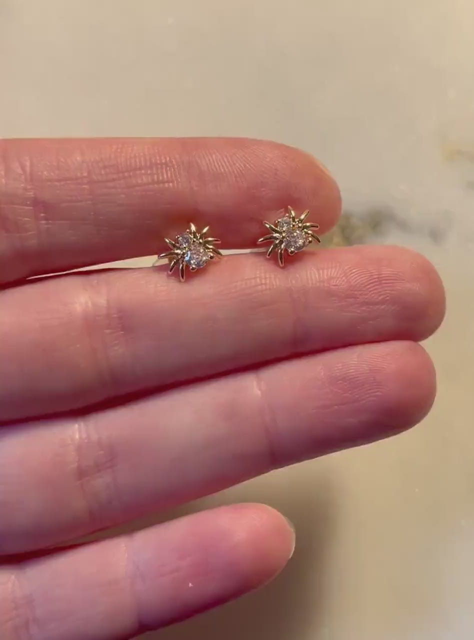 ARAGOG Tiny Spider Stud Earrings / Gold Spider Studs