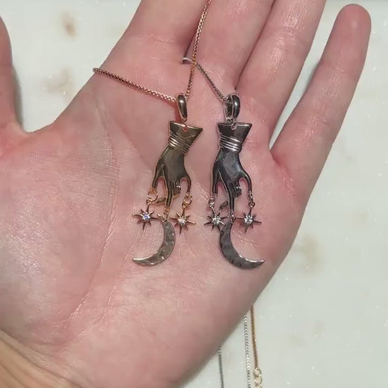 GAIA Hand with Moon and Stars Necklace