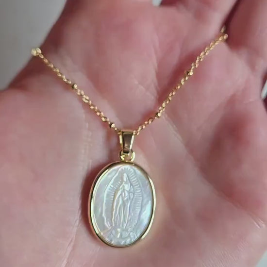 Our Lady of Guadalupe Mother of Pearl Necklace