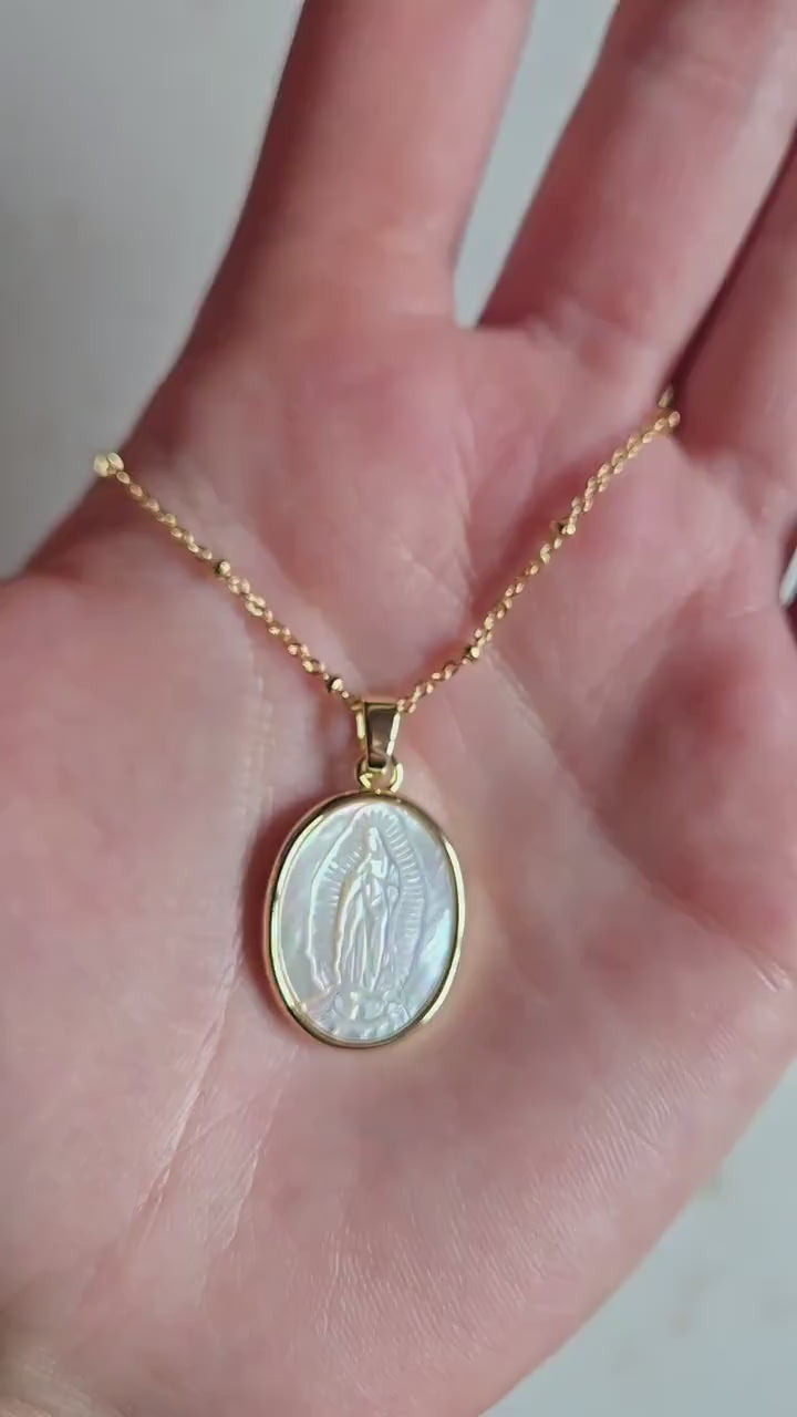 Our Lady of Guadalupe Mother of Pearl Necklace