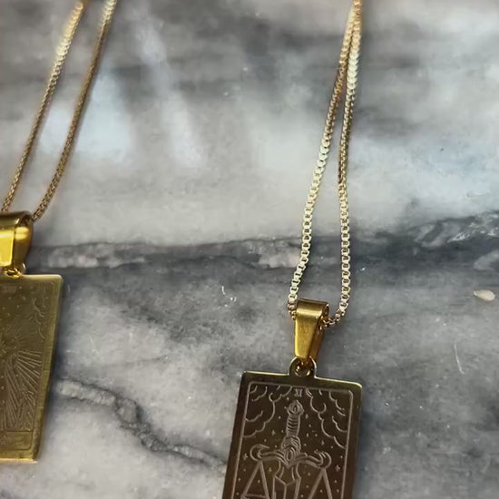 Tarot Card The Lovers/ Justice / The Star Gold Plated Necklace