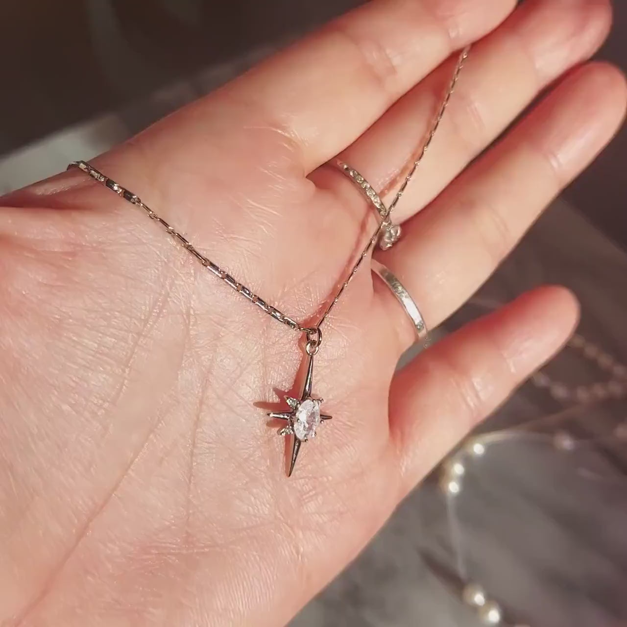SELESTE Silver Celestial Moonstone Style Necklace