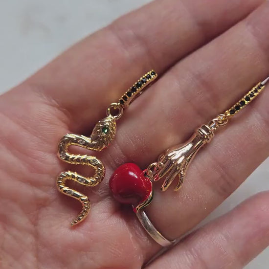 EVE Snake and Apple Mismatched Hoop Earrings
