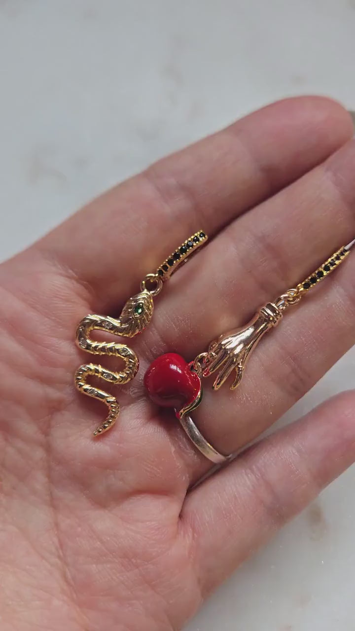 EVE Snake and Apple Mismatched Hoop Earrings