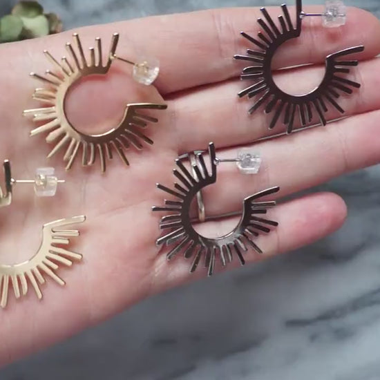 HALO 24k Gold/ Silver Plated Sun Hoop Earrings