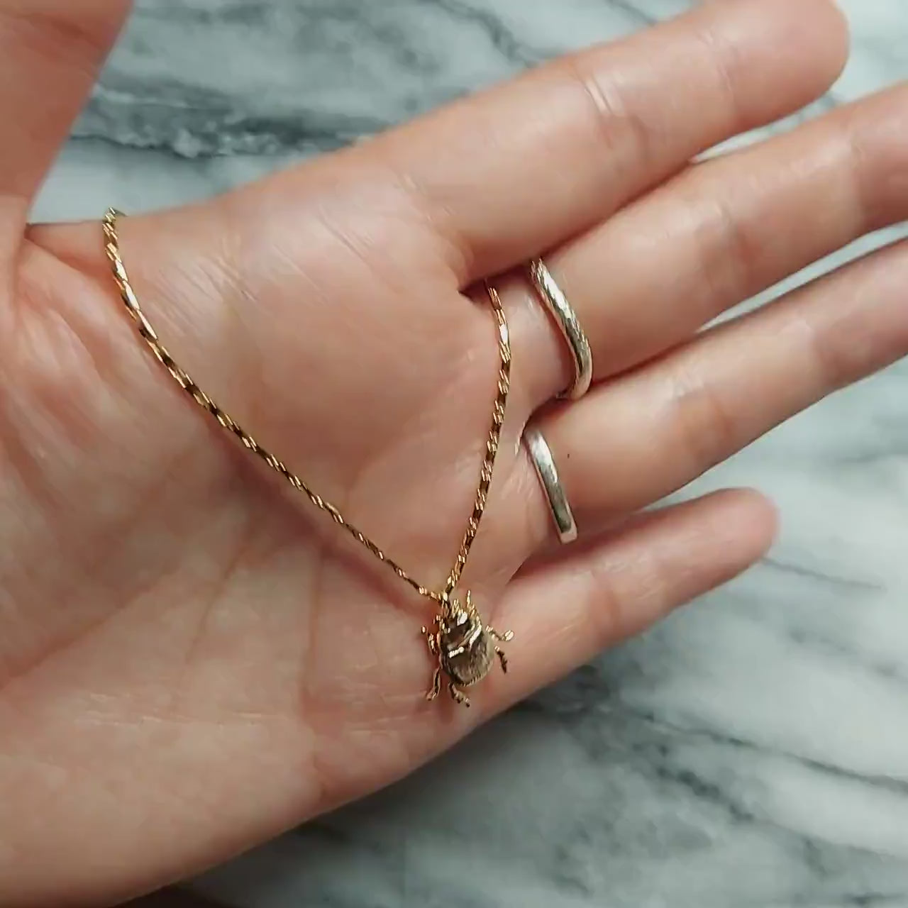 SCARAB Dainty Gold / Silver Beetle Necklace / Egyptian Style Necklace