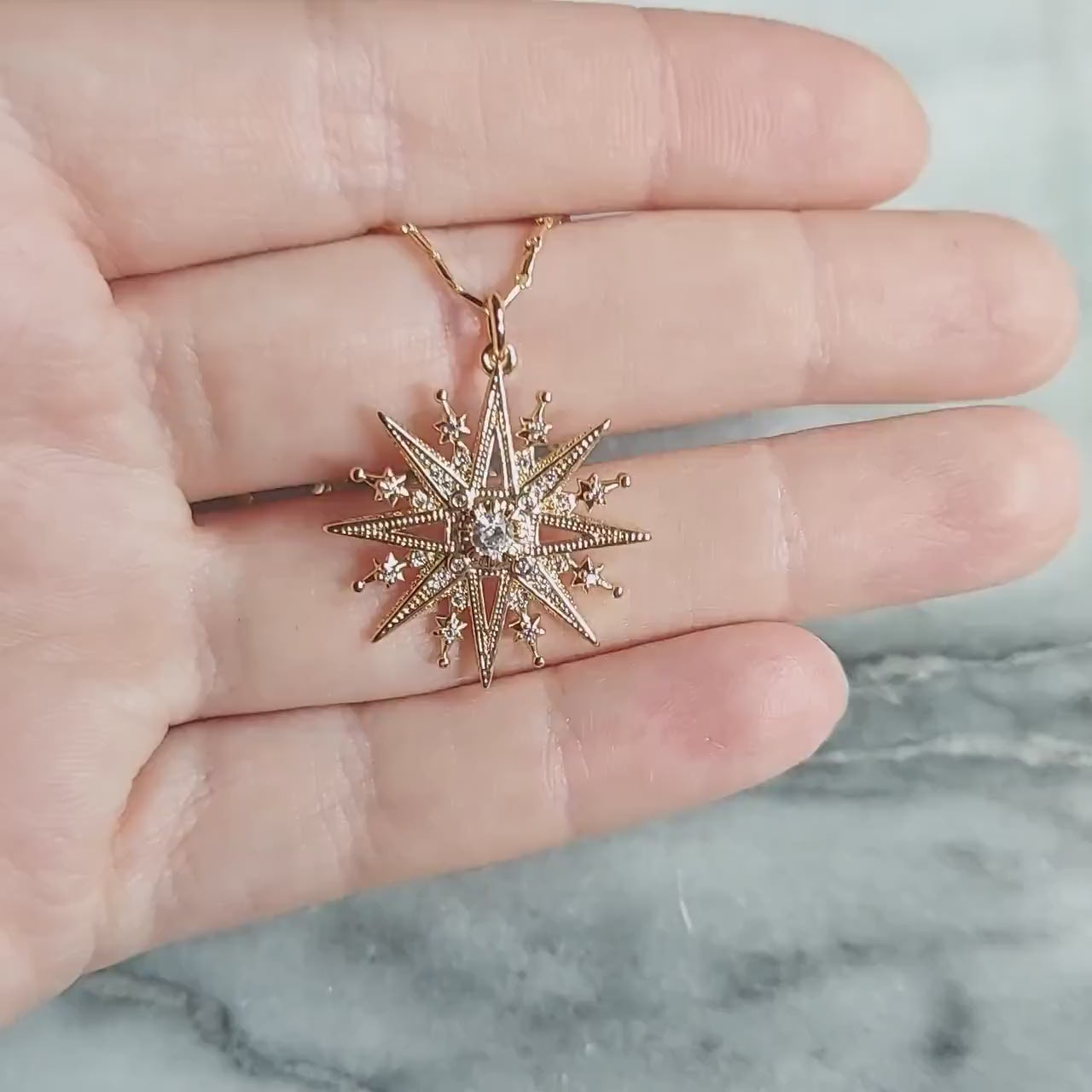SOLEIL Gold Celestial Star/Sun Necklace