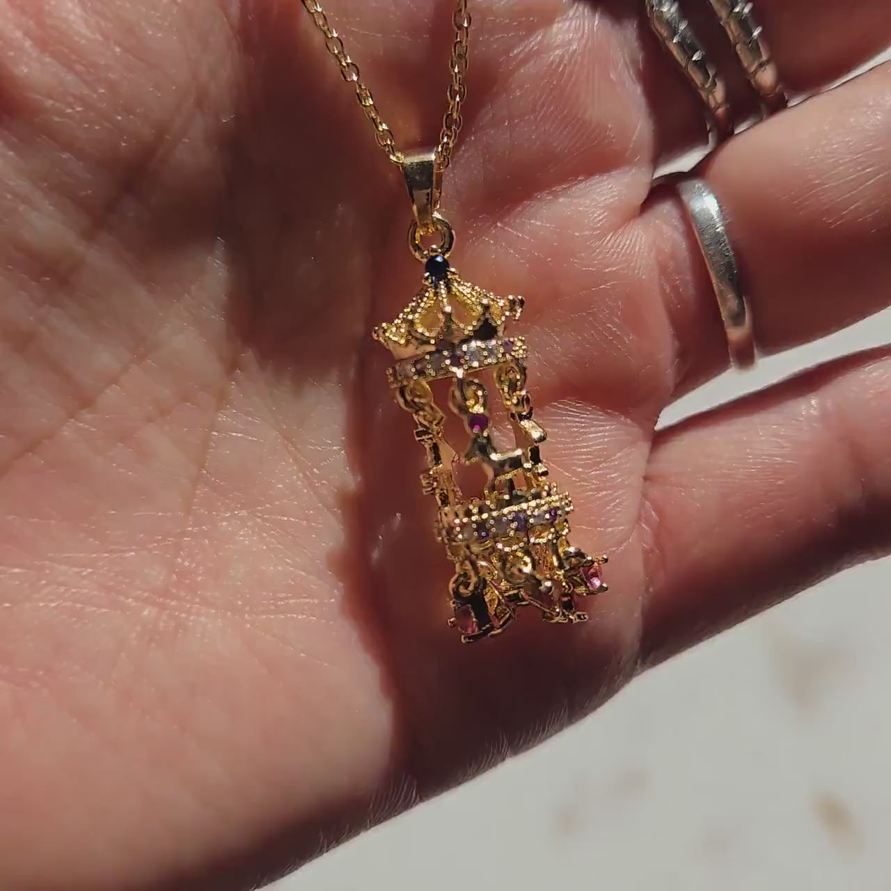 Merry-Go-Round Carousel Gold Plated Necklace