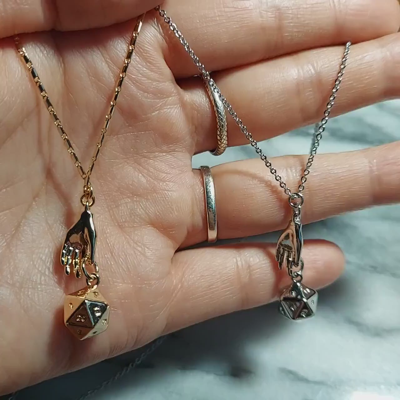 JOURNEY - Gold / Silver Dungeons and Dragons D20 Die / Dice Necklace