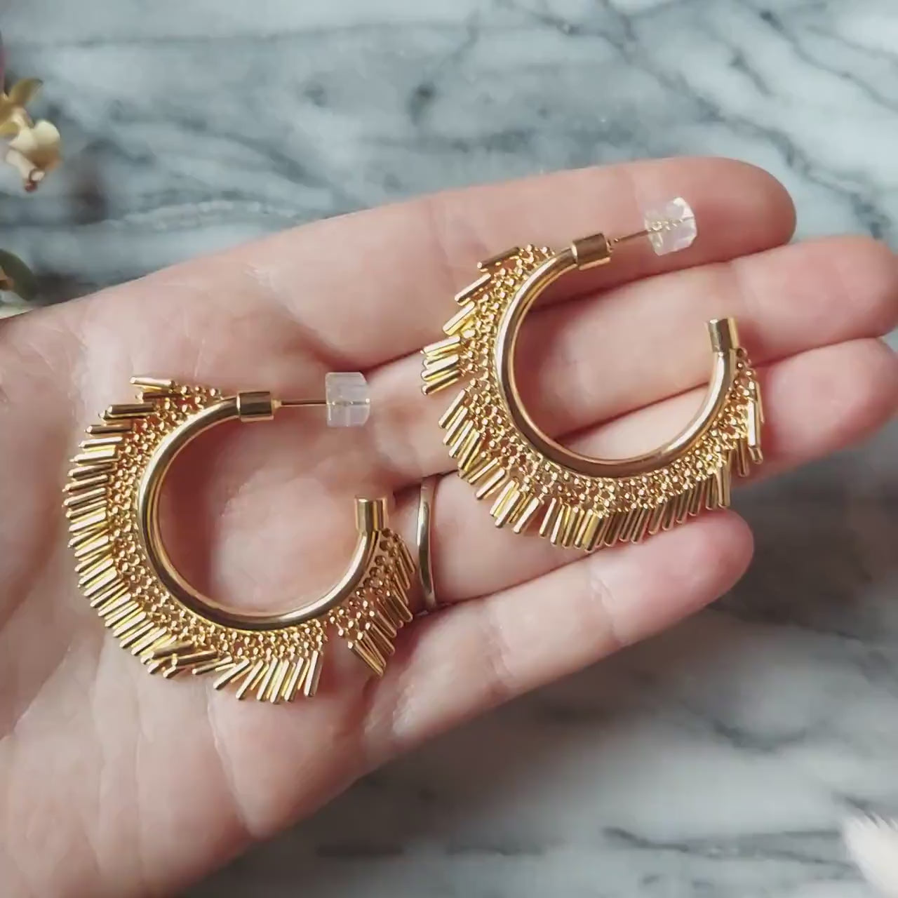 DIVA Gold Tassel hoops / Hoop Earrings