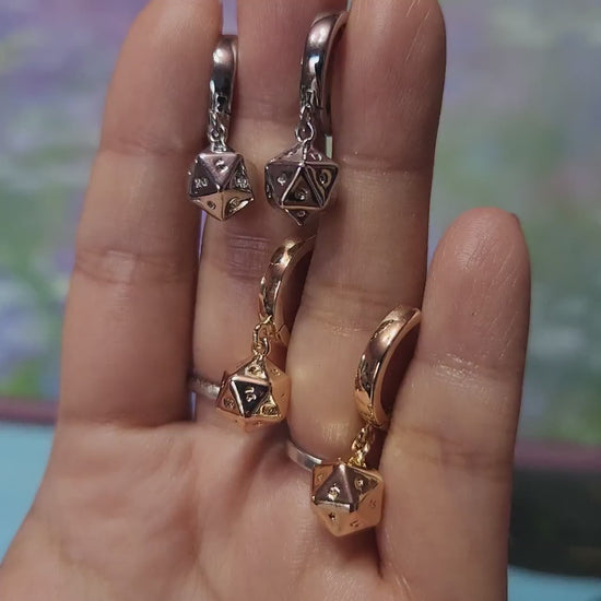 D20 Dice Huggies/ Dungeons and Dragons Hoop Earrings