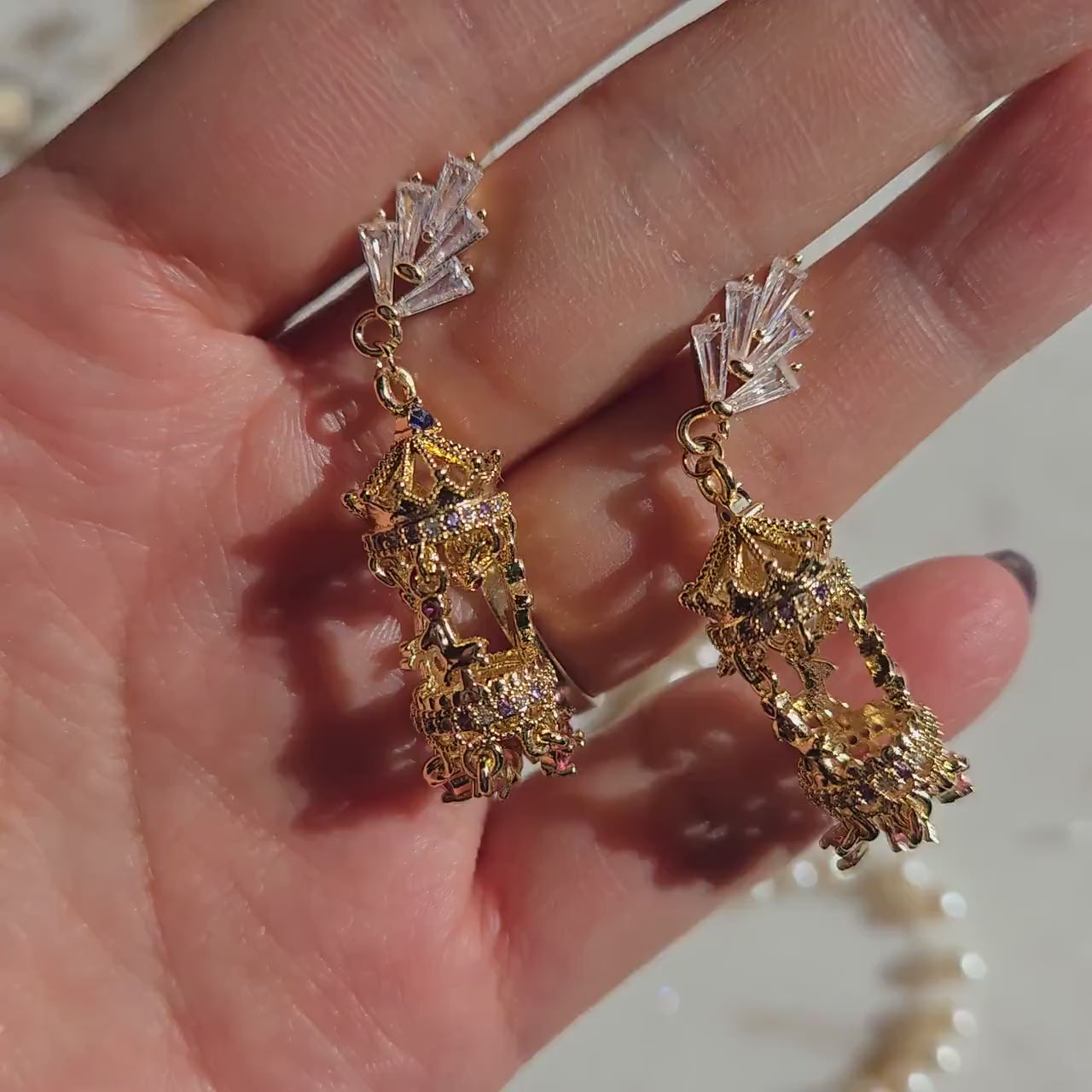 Merry-Go-Round Carousel Gold Plated Stud Earrings