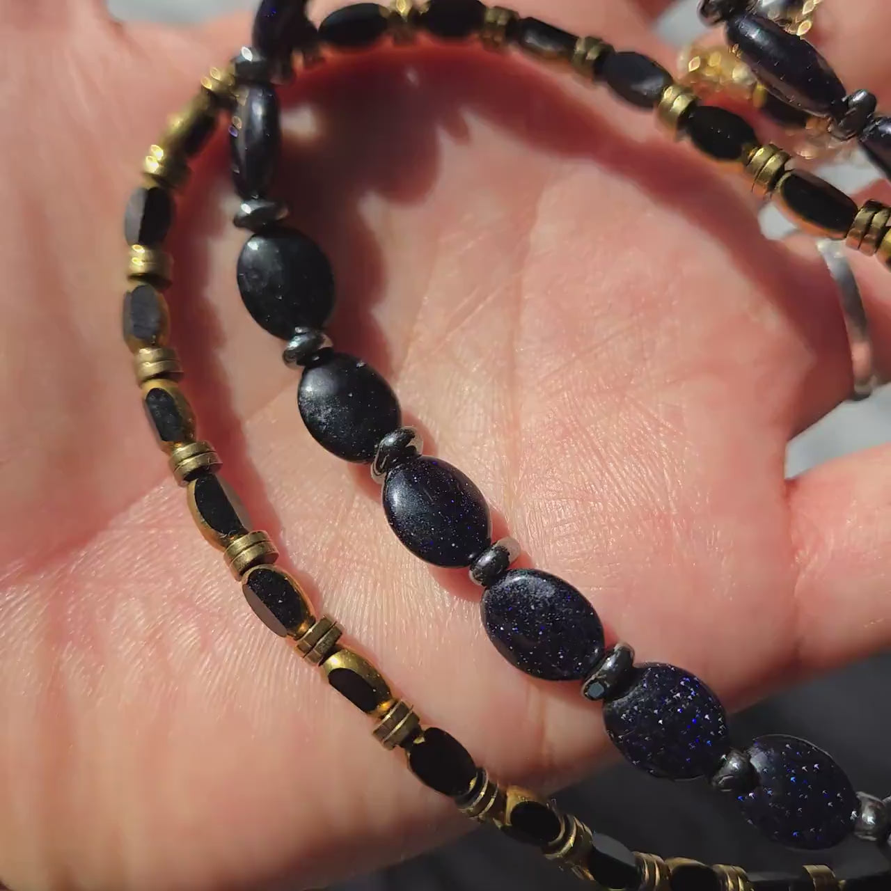 Black/Dark Blue Semi-Precious Stone Beaded Necklaces