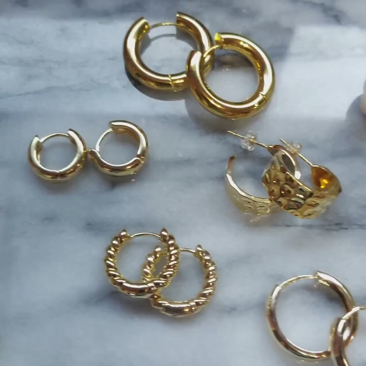 Gold Chunky Hoop Earrings / 24k Gold Plated