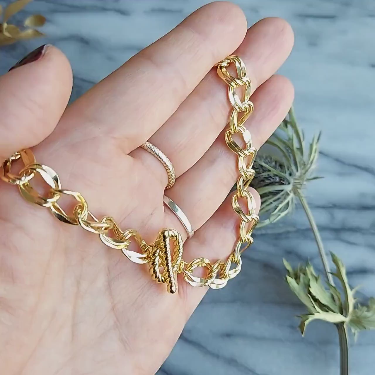 LOU 24k Gold Plated Chunky Chain Choker/Necklace